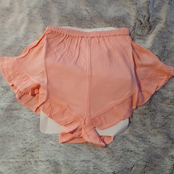 Asos Design Women's Flutter Frill Crinkle Beach Short Pink - Picture 1 of 8